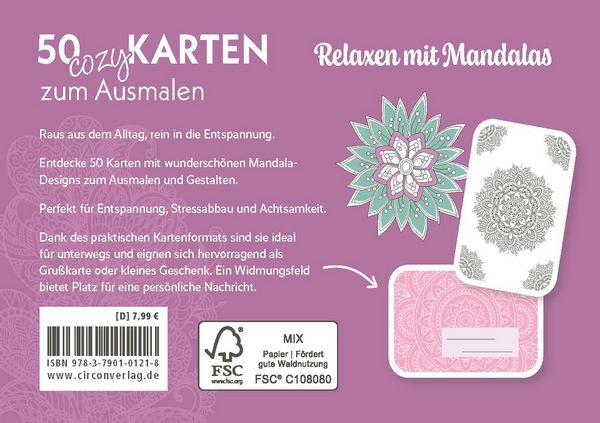 Produktbild: 50 cozy Karten zum Ausmalen &ndash; Relaxen mit Mandalas