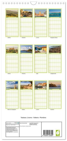 Produktbild: Familienplaner 2027 - Toskana. Livorno - Volterra - Piombino mit 5 Spalten (Wandkalender, 21 x 45 cm) CALVENDO