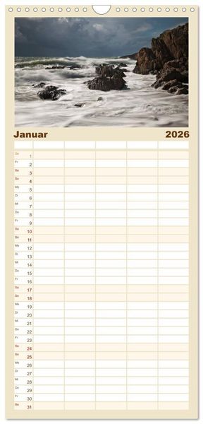Produktbild: Familienplaner 2026 - Bretagne - Bilder einer K&uuml;stenlandschaft mit 5 Spalten (Wandkalender, 21 x 45 cm) CALVENDO