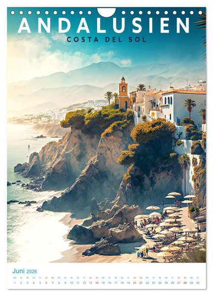 Produktbild: Andalusien - Old School Poster Style (Wandkalender 2026 DIN A4 hoch), CALVENDO Monatskalender