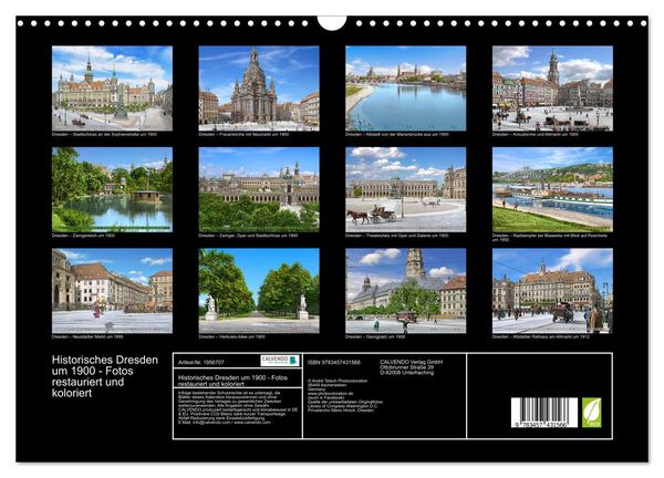 Produktbild: Historisches Dresden um 1900 - Fotos restauriert und koloriert (Wandkalender 2026 DIN A3 quer), CALVENDO Monatskalender