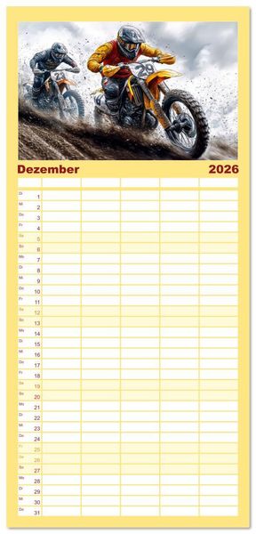 Produktbild: Familienplaner 2026 - Motocross - Highspeed durch das Jahr mit 5 Spalten (Wandkalender, 21 x 45 cm) CALVENDO