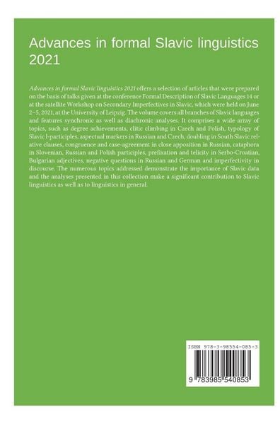 Produktbild: Advances in formal Slavic linguistics 2021