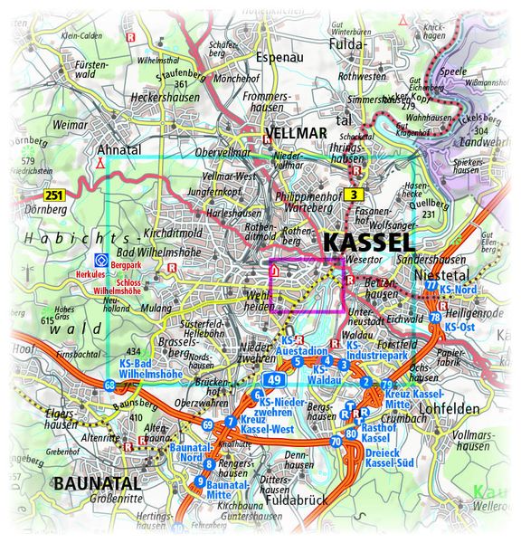 Kassel. Stadtplan 1:14 000