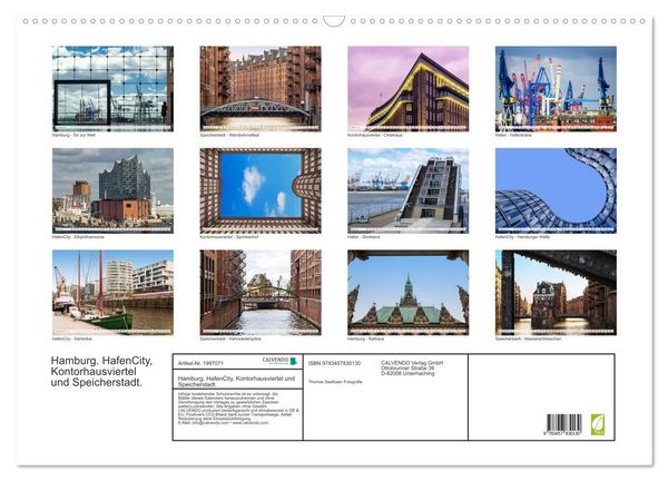 Produktbild: Hamburg. HafenCity, Kontorhausviertel und Speicherstadt. (Wandkalender 2026 DIN A2 quer), CALVENDO Monatskalender