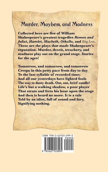 Produktbild: Shakespeare Tragedies (Romeo and Juliet, Hamlet, Macbeth, Othello, and King Lear)