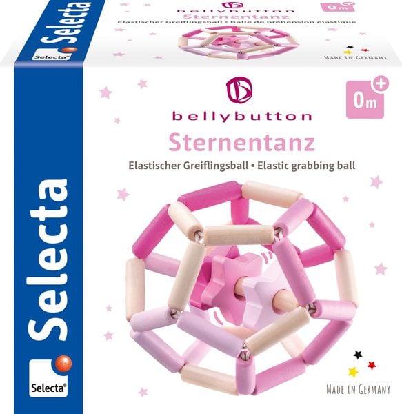 Selecta 64021 - bellybutton, Sternentanz, Greifling-Ball, Holz, rosa, 11,5 cm