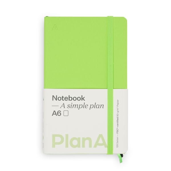 Notizbuch A6 Softcover Kiwi Green Blanko, 128 Seiten