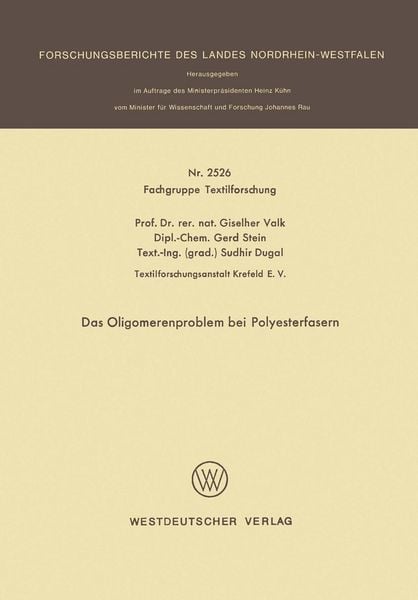 Produktbild: Das Oligomerenproblem bei Polyesterfasern