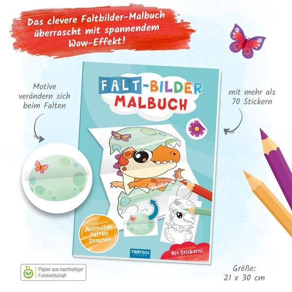 Produktbild: Tr&ouml;tsch Malbuch Faltbilder-Malbuch Dino