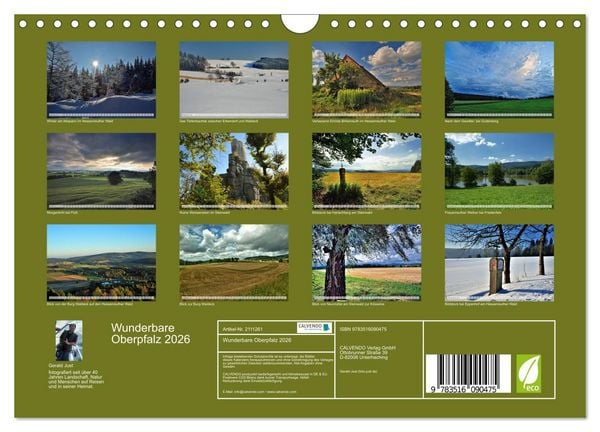 Produktbild: Wunderbare Oberpfalz 2026 (Wandkalender 2026 DIN A4 quer), CALVENDO Monatskalender