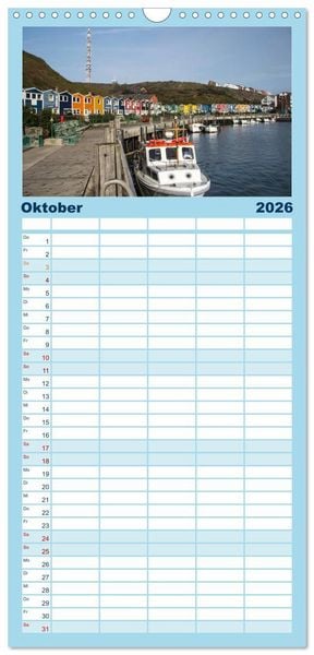 Produktbild: Familienplaner 2026 - Helgoland - idyllische Nordseeinsel mit 5 Spalten (Wandkalender, 21 x 45 cm) CALVENDO