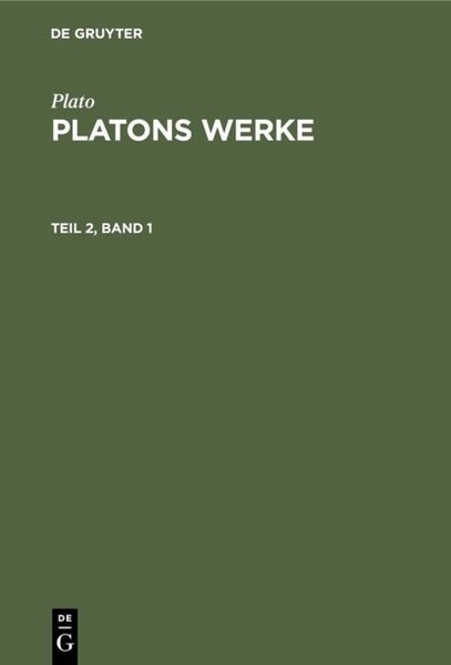 Produktbild: Platons Werke. Teil 2, Band 1