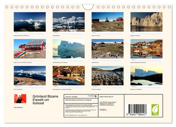 Produktbild: Gr&ouml;nland Bizarre Eiswelt um Ilulissat (Wandkalender 2026 DIN A4 quer), CALVENDO Monatskalender