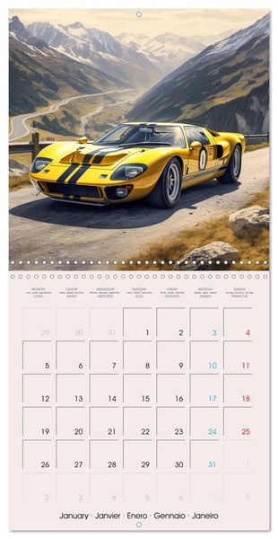 Produktbild: Voitures de course anciennes (Calendrier mural carr&eacute; 2026 30x30 cm) Calendrier double avec une page pour vos prises de notes