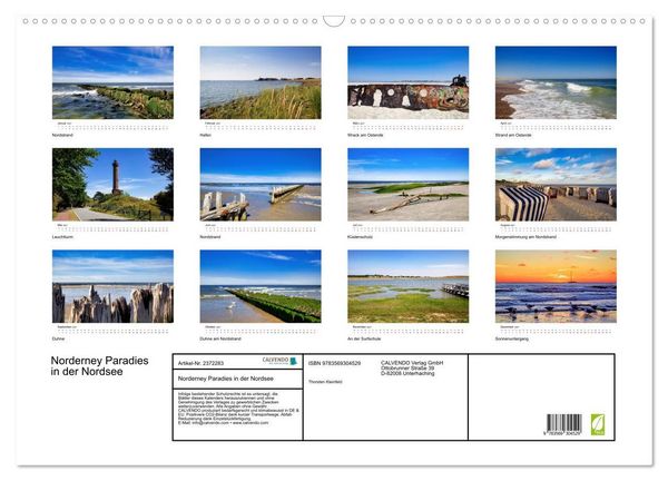 Produktbild: Norderney Paradies in der Nordsee (Wandkalender 2027 DIN A2 quer), CALVENDO Monatskalender