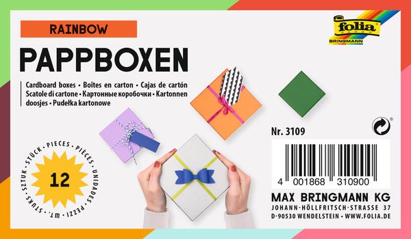Produktbild: FOLIA&reg; Geschenkboxen, farbig sortiert intensiv