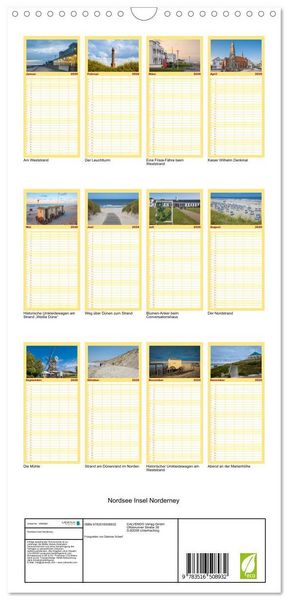 Produktbild: Familienplaner 2026 - Nordsee Insel Norderney mit 5 Spalten (Wandkalender, 21 x 45 cm) CALVENDO