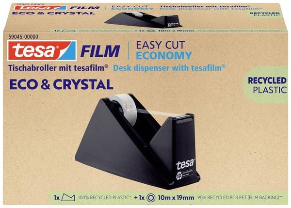 Produktbild: Tesa ECO & CRYSTAL 59045-00000-00 Tischabroller Schwarz 1St.