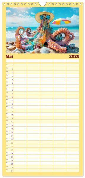 Produktbild: Familienplaner 2026 - Tintenfisch Fashion. Coole Models zeigen die Trends mit 5 Spalten (Wandkalender, 21 x 45 cm) CALVENDO