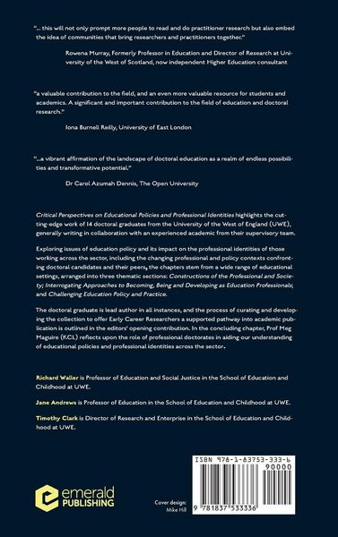 Produktbild: Critical Perspectives on Educational Policies and Professional Identities