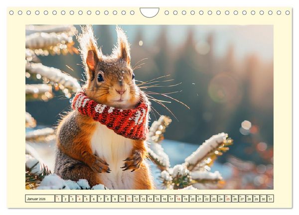 Produktbild: H&ouml;rnchen-Mode in der Natur. Niedliche Eichh&ouml;rnchen auf trendiger Mission (Wandkalender 2026 DIN A4 quer), CALVENDO Monatskalender