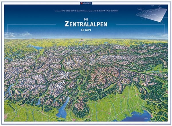 Produktbild: KOMPASS Panorama Die Zentralalpen, Le Alpi, Poster
