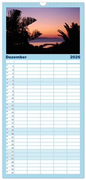 Produktbild: Familienplaner 2026 - Griechenland - Insel Kreta mit 5 Spalten (Wandkalender, 21 x 45 cm) CALVENDO