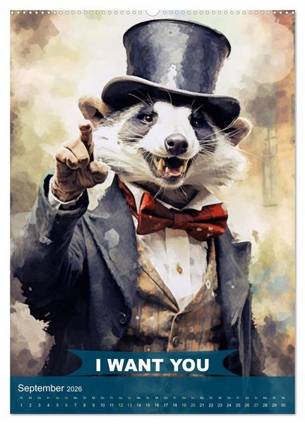 Produktbild: I want you im tierischen Design (hochwertiger Premium Wandkalender 2026 DIN A2 hoch), Kunstdruck in Hochglanz