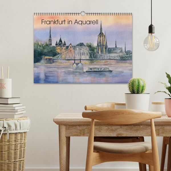 Produktbild: Frankfurt in Aquarell (Wandkalender 2026 DIN A3 quer), CALVENDO Monatskalender