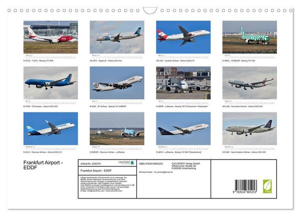 Produktbild: Frankfurt Airport - EDDF (Wandkalender 2027 DIN A3 quer), CALVENDO Monatskalender