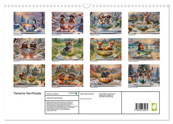 Produktbild: Tierische Tee-Parade (Wandkalender 2026 DIN A3 quer), CALVENDO Monatskalender