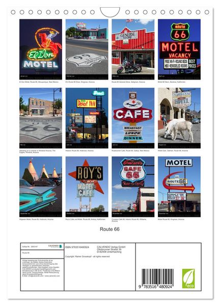 Produktbild: Route 66 (Wandkalender 2026 DIN A4 hoch), CALVENDO Monatskalender