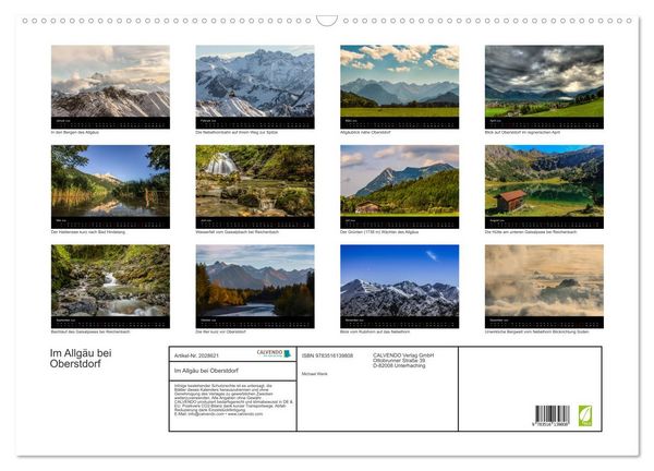 Produktbild: Im Allg&auml;u bei Oberstdorf (Wandkalender 2026 DIN A2 quer), CALVENDO Monatskalender