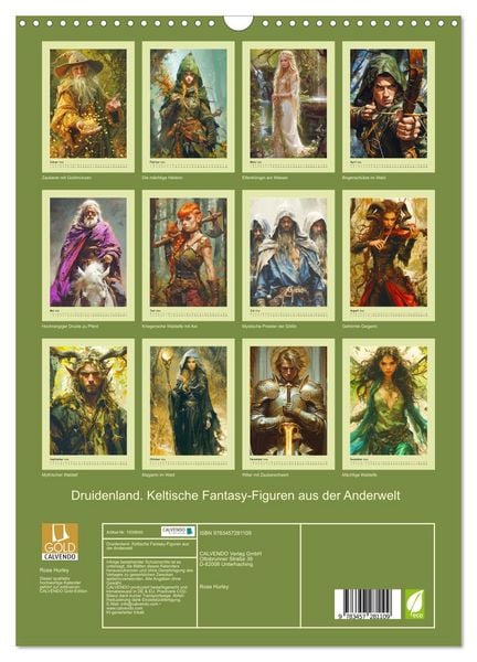 Produktbild: Druidenland. Keltische Fantasy-Figuren aus der Anderwelt (Wandkalender 2026 DIN A3 hoch), CALVENDO Monatskalender