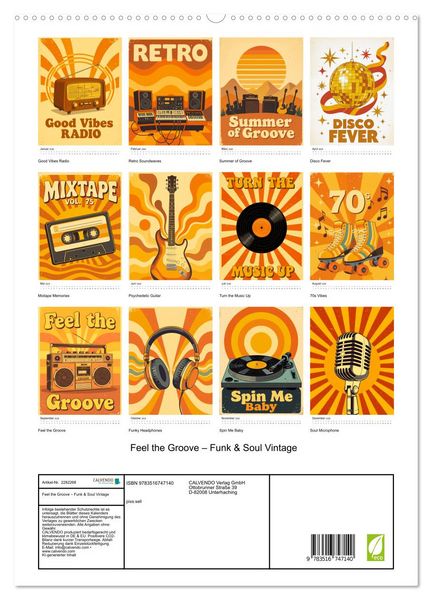Produktbild: Feel the Groove &ndash; Funk & Soul Vintage (hochwertiger Premium Wandkalender 2026 DIN A2 hoch), Kunstdruck in Hochglanz