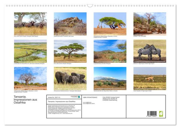 Produktbild: Tansania. Impressionen aus Ostafrika (Wandkalender 2026 DIN A2 quer), CALVENDO Monatskalender