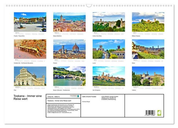 Produktbild: Toskana - Immer eine Reise wert (Wandkalender 2026 DIN A2 quer), CALVENDO Monatskalender