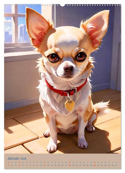 Produktbild: Chihuahuas. Kunstvolle Portr&auml;ts der kleinen Hunde (Wandkalender 2026 DIN A2 hoch), CALVENDO Monatskalender