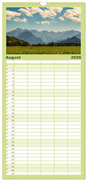 Produktbild: Familienplaner 2026 - Das Oberstdorfer Allg&auml;u mit 5 Spalten (Wandkalender, 21 x 45 cm) CALVENDO