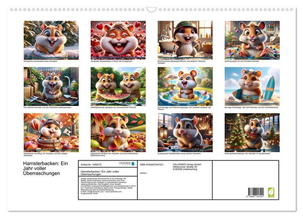 Produktbild: Hamsterbacken: Ein Jahr voller &Uuml;berraschungen (Wandkalender 2026 DIN A2 quer), CALVENDO Monatskalender