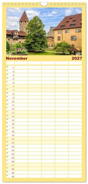 Produktbild: Familienplaner 2027 - Coburg - Veste, Markt & mehr mit 5 Spalten (Wandkalender, 21 x 45 cm) CALVENDO