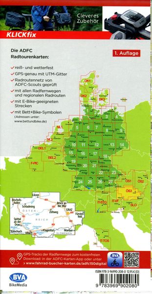 Produktbild: BVA ADFC Radtourenkarte &Ouml;sterreich Steiermark K&auml;rnten 1:150.000