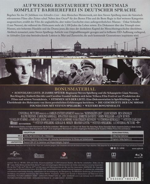 Produktbild: Schindlers Liste - 25th Anniversary Edition
