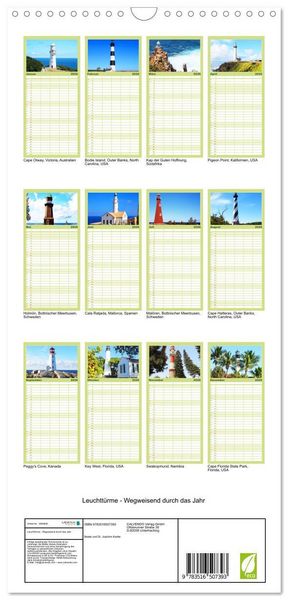 Produktbild: Familienplaner 2026 - Leuchtt&uuml;rme - Wegweisend durch das Jahr mit 5 Spalten (Wandkalender, 21 x 45 cm) CALVENDO