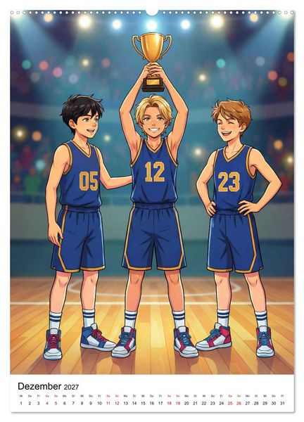 Produktbild: Level Up &ndash; Basketballhelden (hochwertiger Premium Wandkalender 2027 DIN A2 hoch), Kunstdruck in Hochglanz