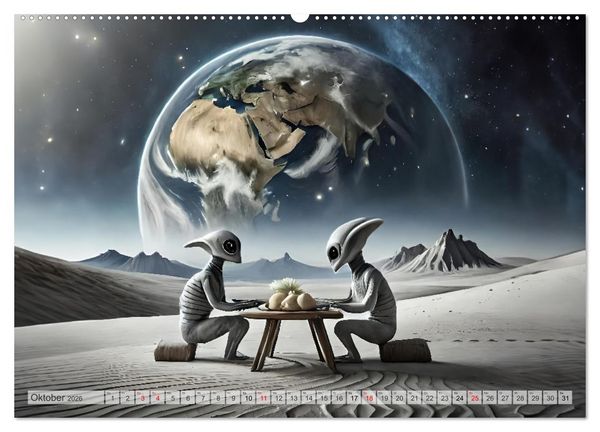 Produktbild: Aliens auf Tour (hochwertiger Premium Wandkalender 2026 DIN A2 quer), Kunstdruck in Hochglanz
