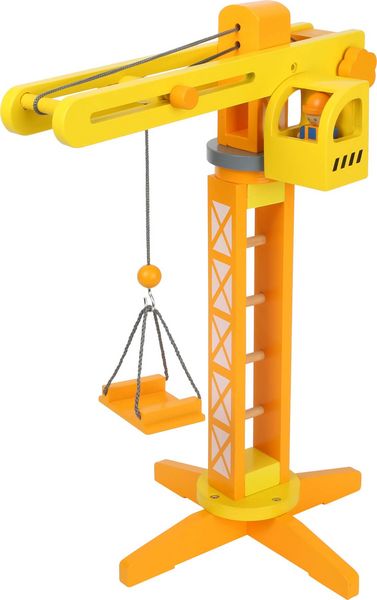 Produktbild: small foot 12007 - Baukran aus Holz mit Baustellenzubeh&ouml;r, 13 Teile, 360 Grad drehbar