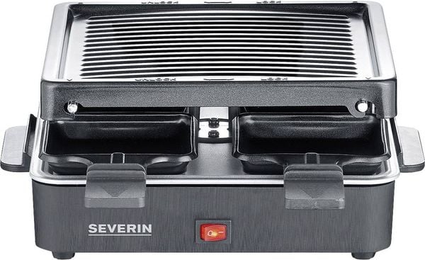 Severin 2370 Raclette Antihaftbeschichtung, 4 Pfännchen, Grillfunktion Schwarz