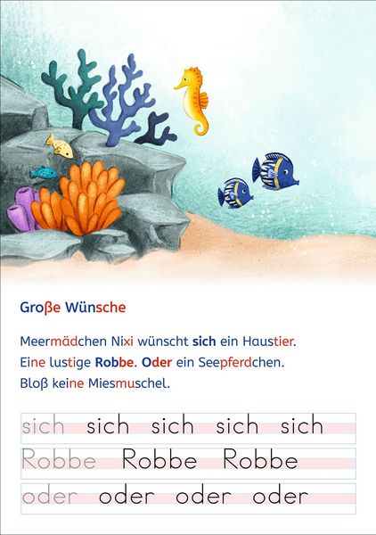 Produktbild: Lesel&ouml;wen - Lesen und schreiben lernen mit Spurrillen - Das Meerm&auml;dchen und der gro&szlig;e Wunsch